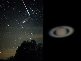 流れ星と土星の輪